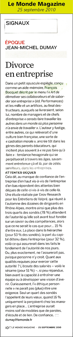 Article sur François Bocquet dans le Monde Magazine